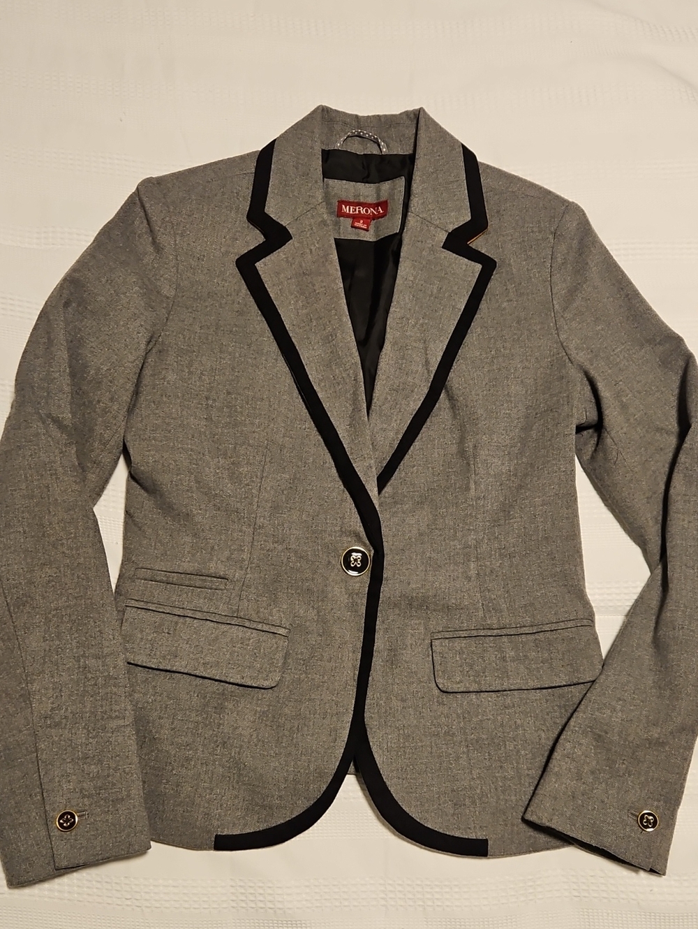 Merona Gray Blazer with Black Trim